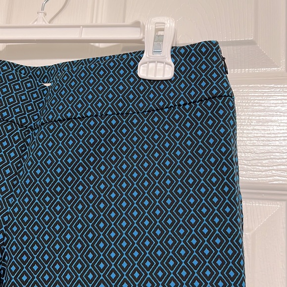 Loft Marisa Teal Blue Black Diamond Ankle Pants Side Zip Size 2 - Picture 3 of 7
